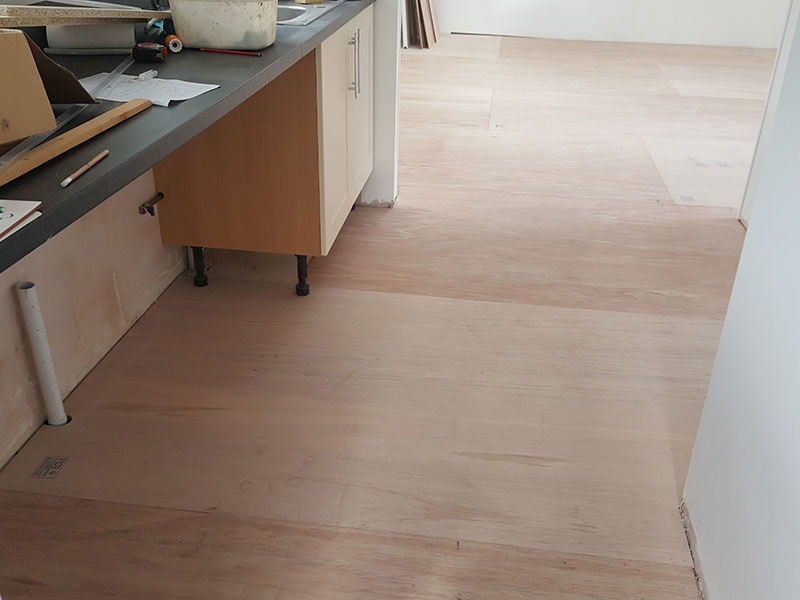 Plyboarding installed as flooring